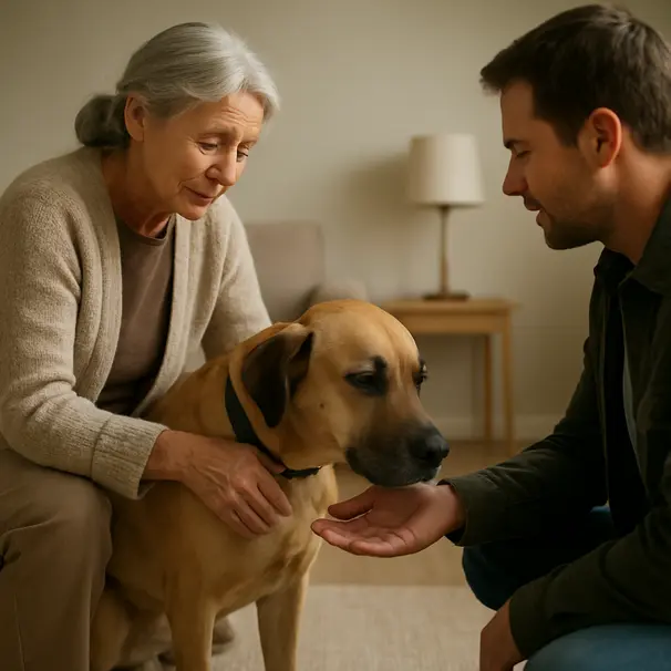 Een pet carer helpt tijdens een huiselijke socialisatiesessie.